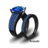 Luxurious ring for couples - with blue zircon - stainless steelRings