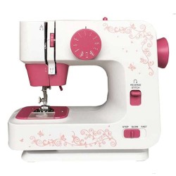 Mini electric sewing machine - dual speed - double threads - leaves / birds patternTextile