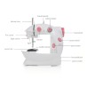 Tragbare Mini-Nähmaschine - mit Fußpedal - Doppelfäden - LED - rosa