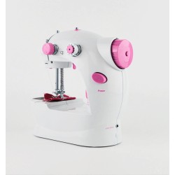 Tragbare Mini-Nähmaschine - mit Fußpedal - Doppelfäden - LED - rosa