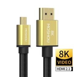 Micro HDMI zu HDMI Kabel - 2.1 3D 8K 1080P - Hochgeschwindigkeit - für GoPro Hero 7 6 5 / Sony A6000 / Nikon / Canon Kameras