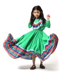 Traditionelle mexikanische Tanzprinzessin - Kostüm - Kleid für Mädchen - Feste / Halloween / Geburtstagsfeier