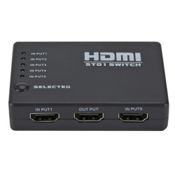 5 in / 1 out - HDMI Switcher - Splitter - HUB - mit IR-Fernbedienung - 1080P - für HDTV DVD BOX