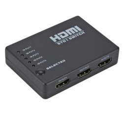 5 in / 1 out - HDMI Switcher - Splitter - HUB - mit IR-Fernbedienung - 1080P - für HDTV DVD BOX