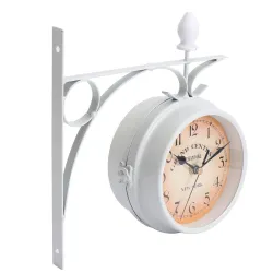 Antike Wanduhr - doppelseitig - weißes Eisen