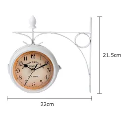 Antike Wanduhr - doppelseitig - weißes Eisen
