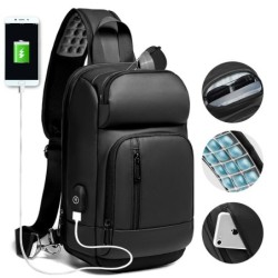 Modische Umhänge-Laptoptasche - Rucksack mit USB-Ladeanschluss - Wasserdicht