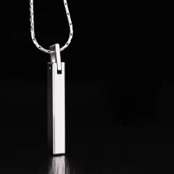 Klassischer stabförmiger Anhänger - mit Kette - Wolfram - Unisex