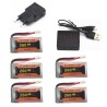 Eachine E011 - 3,7 V - 260 mAh - 30 C Akku / USB-Ladegerät - 5 Stück