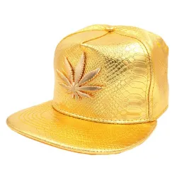 Baseballcap - Snapback aus Leder - mit Metallblatt - Hip-Hop-Stil