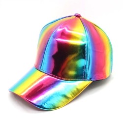 Regenbogen-Baseballcap - Lackleder - Hip-Hop-Stil