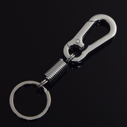 Schlüsselanhänger aus Metall - mit Feder / Schnalle - Edelstahl - 10,5 cm
