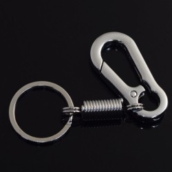 Schlüsselanhänger aus Metall - mit Feder / Schnalle - Edelstahl - 10,5 cm