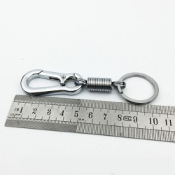 Schlüsselanhänger aus Metall - mit Feder / Schnalle - Edelstahl - 10,5 cm