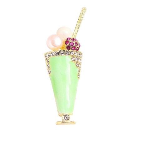 Ice cream shaped brooch - with pearls / crystalsBrooches