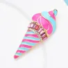 Pink stripe ice cream shaped brooch - with crystalsBrooches