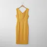 Elegant yellow dress - with V-neck / back slit / sleevelessDresses