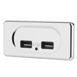 Dual USB charger - socket outlet - with blue LED indicator - for car / caravan - 5V/3.1AInterior accessories
