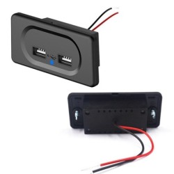 Kfz-Ladegerät – zwei USB-Anschlüsse – Steckdose mit blauer LED-Anzeige – DC 5 V/3,1 A – 12 V