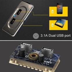 Kfz-Ladegerät – zwei USB-Anschlüsse – Steckdose mit blauer LED-Anzeige – DC 5 V/3,1 A – 12 V