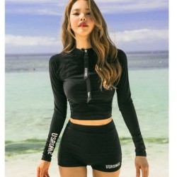 Vintage sexy swimsuit - long sleeve top / shorts - two-piece