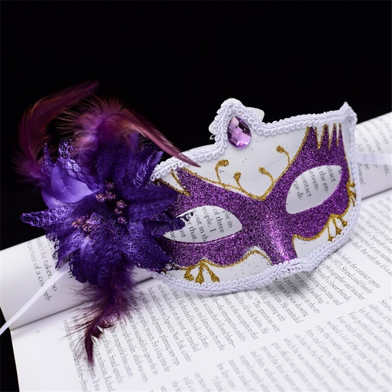 Sexy venezianische Augenmaske - mit Diamant / Federblume / Glitzer