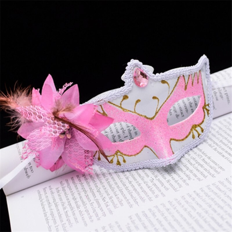 Sexy venezianische Augenmaske - mit Diamant / Federblume / Glitzer