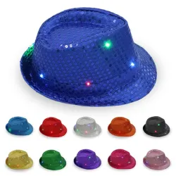 Retro-Disco-Hut - LED - leuchtend - mit Pailletten / Glitzer