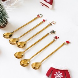 Small long handle spoon - with christmas decoration - tea / coffee / desserts - 1 piece