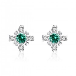 Snowflake earrings with crystal - 925 sterling silverEarrings