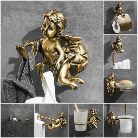 Bronzehaken mit Engeln – Regal – Handtuchhalter – Badezimmerzubehör zur Wandmontage