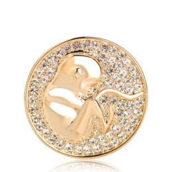 Round midwife's brooch - with crystals - coin shaped - unborn babyBrooches