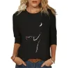 Klassisches Langarm-T-Shirt - locker - lustiger 3D-Katzendruck
