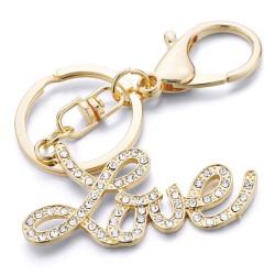 Gold keychain - crystal LOVE letteringKeyrings