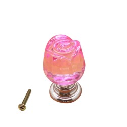 Luxurious furniture knobs - glass crystal rose shapeFurniture