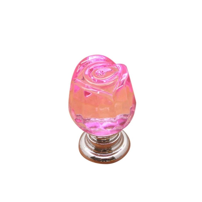 Luxurious furniture knobs - glass crystal rose shapeFurniture