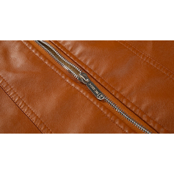 Winterjacke aus Leder mit Fleece & Reißverschluss - Slim