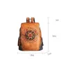 Retro-Rucksack für Damen - florale Prägung - echtes Leder - großes Fassungsvermögen