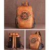 Retro-Rucksack für Damen - florale Prägung - echtes Leder - großes Fassungsvermögen