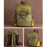 Women's retro backpack - floral embossing - genuine leather - large capacityBackpacks