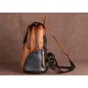 Retro-Rucksack für Damen - florale Prägung - echtes Leder - großes Fassungsvermögen