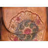 Retro-Rucksack für Damen - florale Prägung - echtes Leder - großes Fassungsvermögen