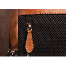 Retro-Rucksack für Damen - florale Prägung - echtes Leder - großes Fassungsvermögen