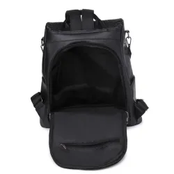 Modischer Vintage Rucksack - multifunktionale Umhängetasche aus Leder - Schlangenhautmuster