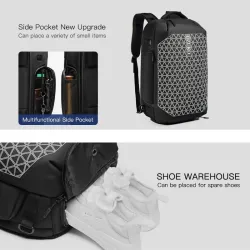 OZUKO – modischer Rucksack – 15,6 Zoll Laptoptasche – Diebstahlschutz – mit Schuhaufbewahrung – USB-Ladeanschluss – wasserdicht