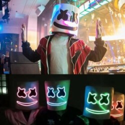 LED leuchtende Gesichtsmaske - Kopfhelm - Marshmello - Halloween - Festivals