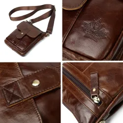 Modische Umhängetasche - echtes Leder - Klappe / Haspen