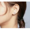 Elegant stud earrings - leaves shaped - with crystals - 925 sterling silverEarrings
