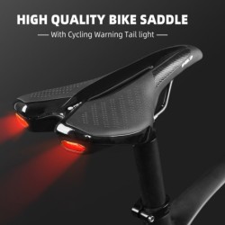 Fahrradsattel mit Rücklicht - Leder - USB-Aufladung - wasserdicht
