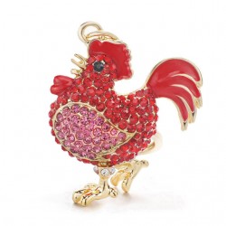 Red crystal rooster - chicken - keychainKeyrings